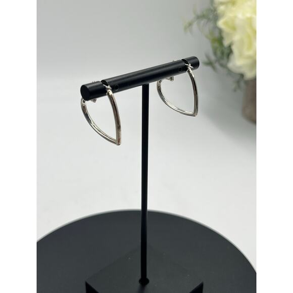 JCM 925 Sterling Silver Heart Hoop Dangle Earrings 1” - Picture 4 of 7